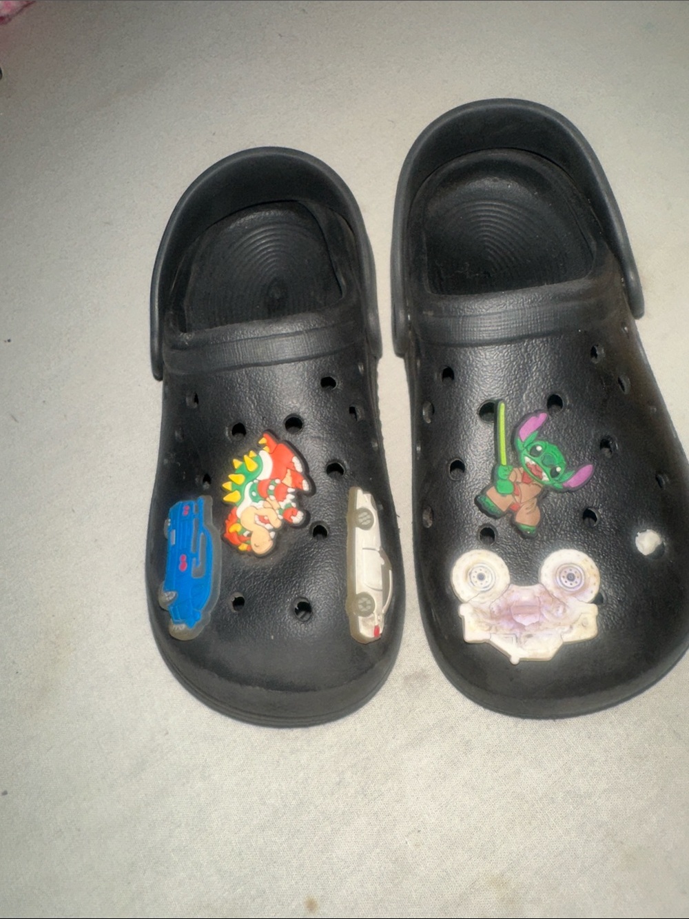 Kids OS Black Clog Shoes with Decorative Charms